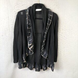 Viviana Uchitel Sweater Womens Medium Black Sheer Artsy Whimsigoth Cardigan